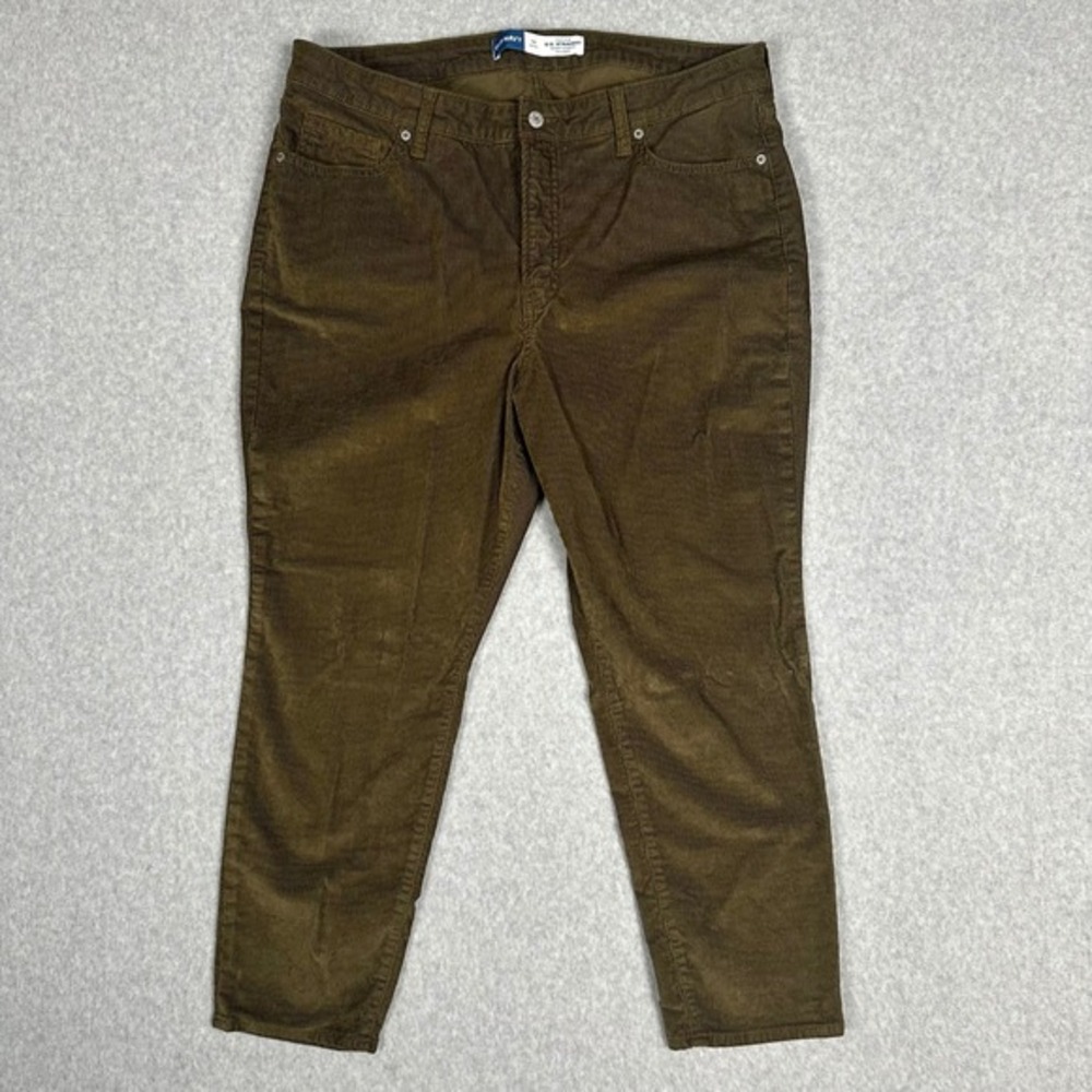 Old Navy High Rise OG Straight Corduroy Pants Size 14 Petite Olive Green Preppy